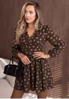 Kleid mini w kwiaty Maple Rose Schokoladenbraun