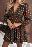 Kleid mini w kwiaty Maple Rose Schokoladenbraun