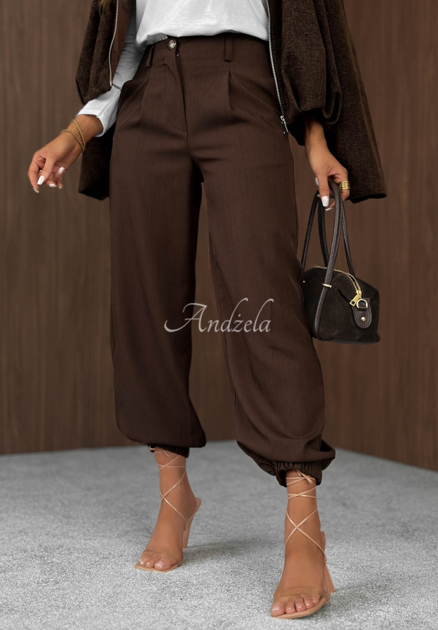 Elegante Jogger mit Gummibund Good For Me Schokoladenbraun