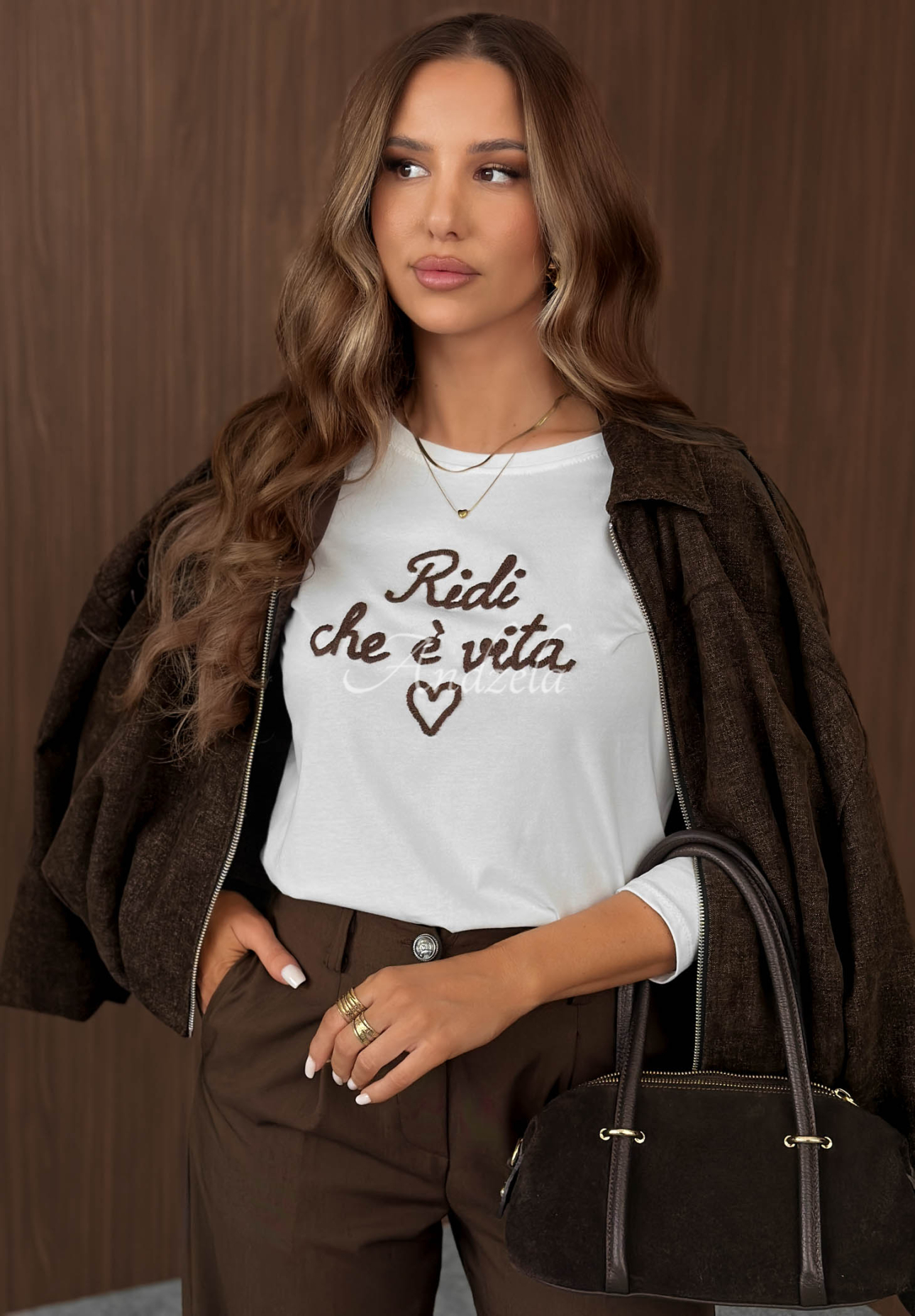 Langarmshirt aus Baumwolle mit Aufschrift Ridi Che Weiß