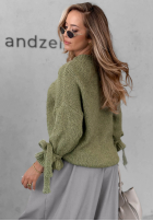 Miękki Pullover z ozdobnymi wiązaniami Candle Smell Schokoladenbraun