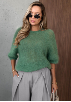 Moherowy Pullover z krótkimi rękawami Soft Serenity śliwkowy