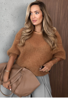 Moherowy Pullover z krótkimi rękawami Soft Serenity śliwkowy