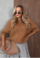 Moherowy Pullover z krótkimi rękawami Soft Serenity śliwkowy