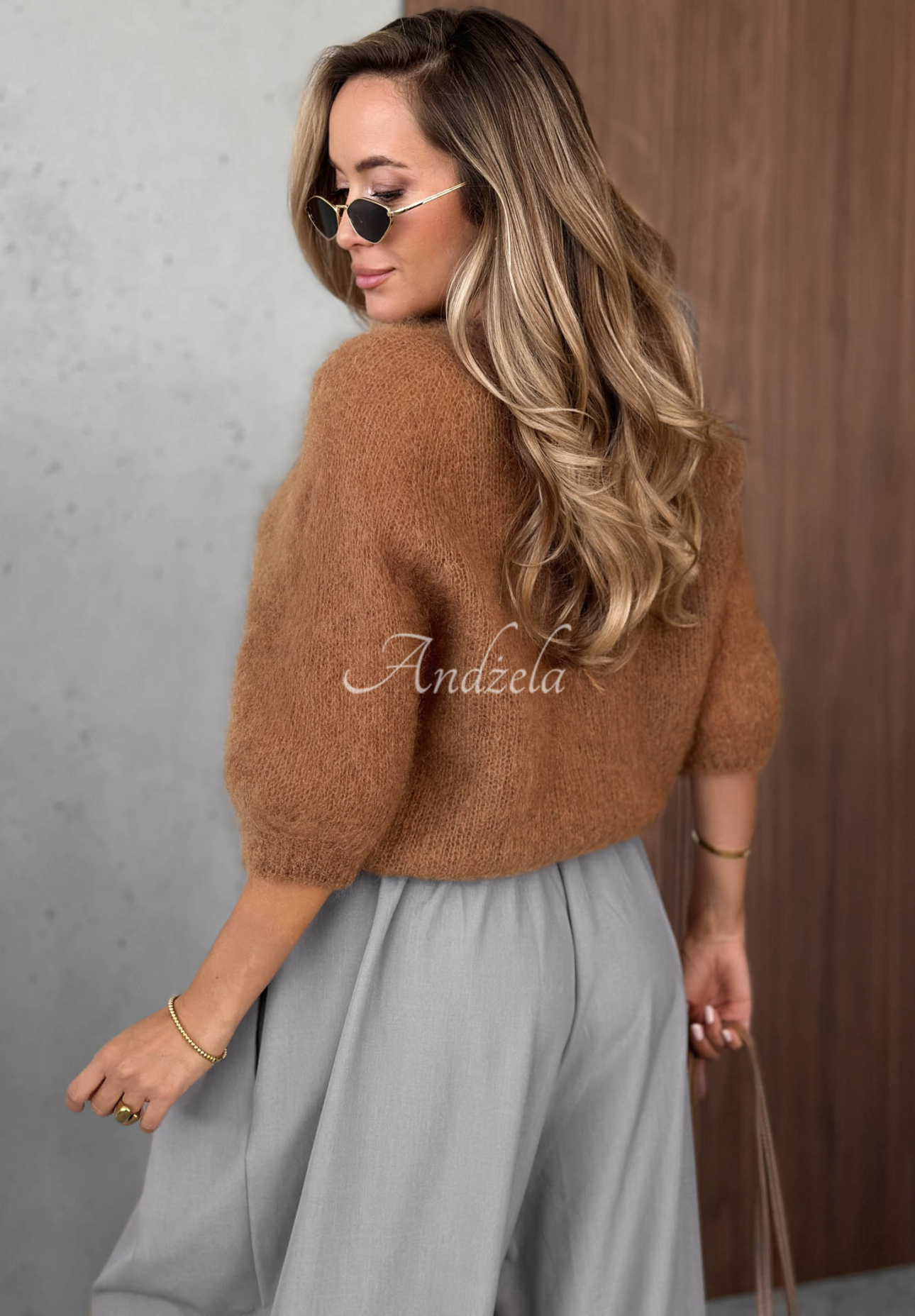 Mohairpullover mit kurzen Ärmeln  Soft Serenity Braun