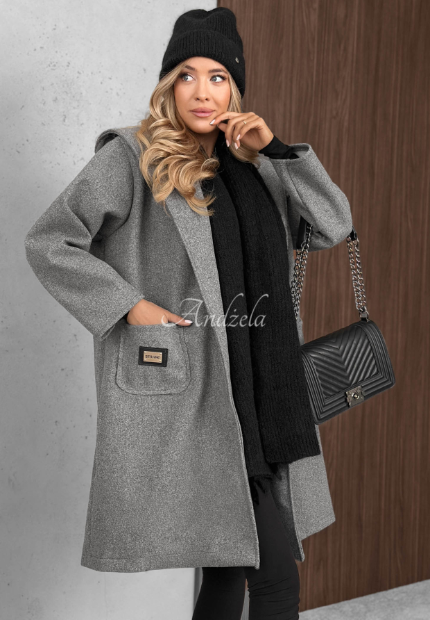 Langer Oversize-Mantel mit Wollanteil City Autumn Grau