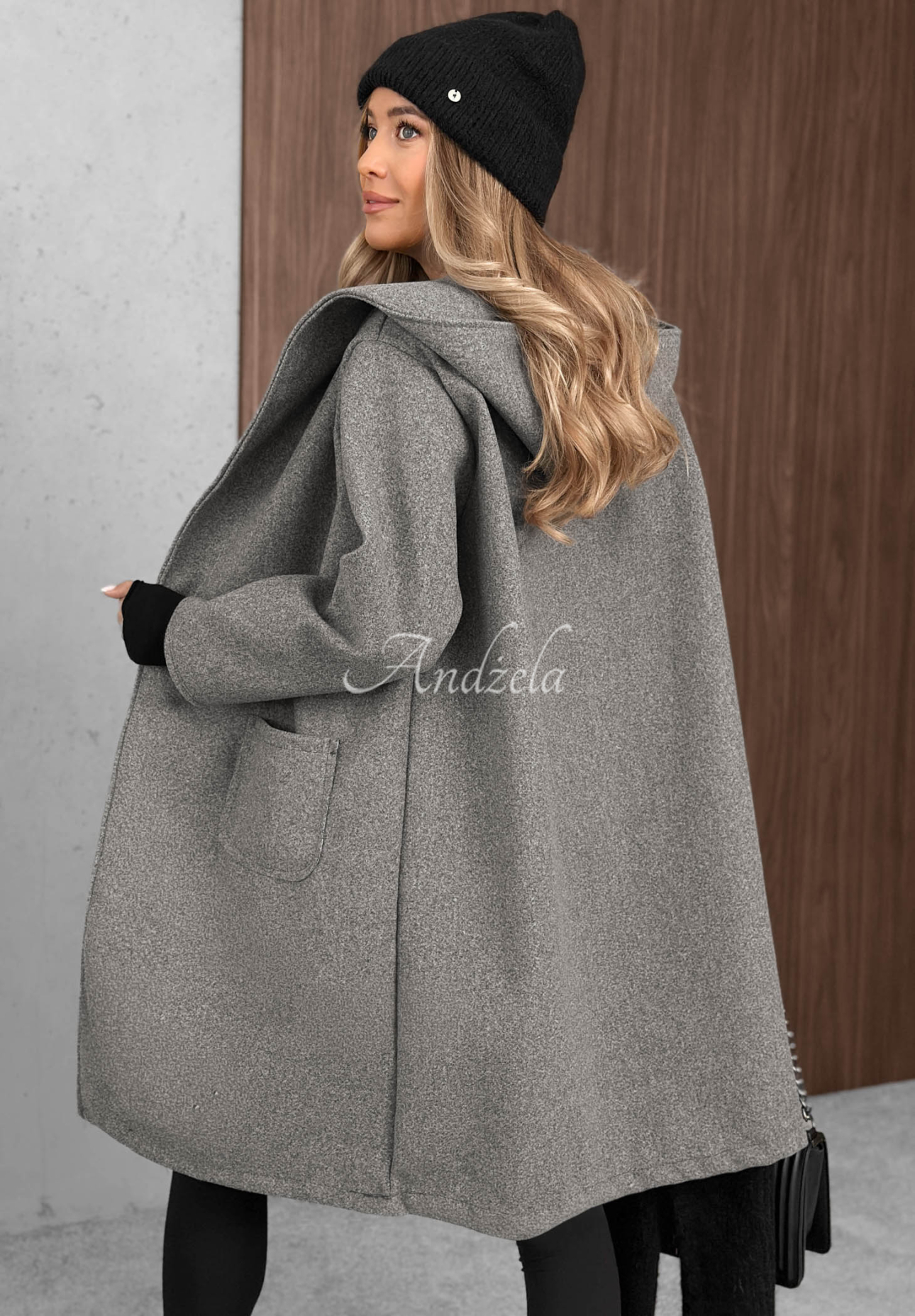 Langer Oversize-Mantel mit Wollanteil City Autumn Grau