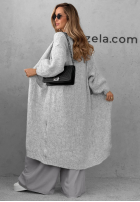 Langer Oversize-Cardigan mit Taschen, Wolle und Viskose November Walk Hellgrau
