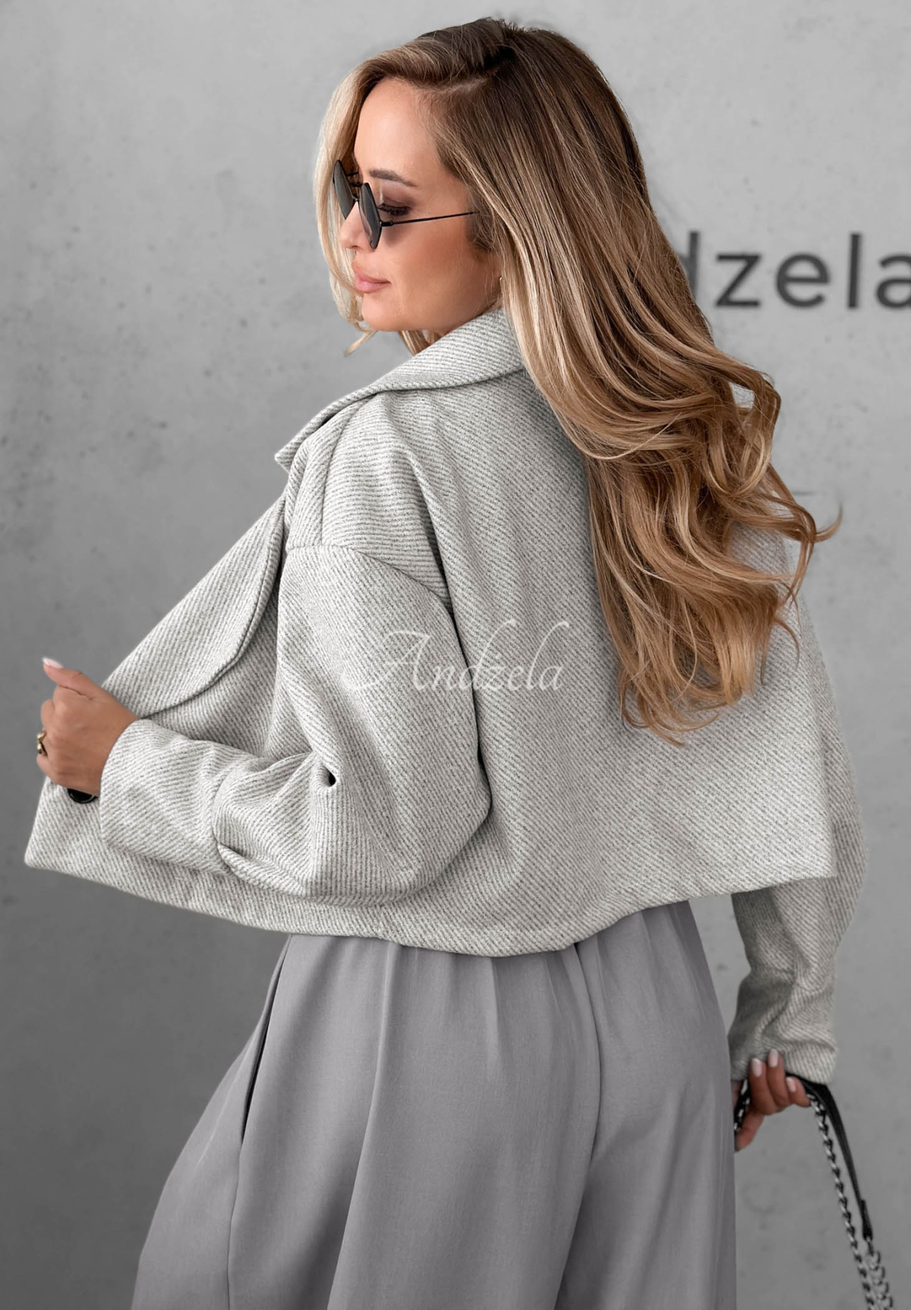 Kurzer Mantel mit Kragen Casual Calm Hellgrau