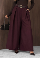 Material Hose wide leg z paskiem Simple Elegance Schwarz