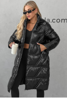 Długa pikowana Jacke z kapturem Winter Mode Schwarz