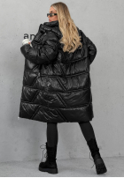 Długa pikowana Jacke z kapturem Winter Mode Schwarz