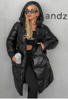 Długa pikowana Jacke z kapturem Winter Mode Schwarz