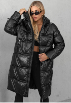Długa pikowana Jacke z kapturem Winter Mode Schwarz