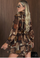 Wzorzysta Kleid mini October Dream Schokoladenbraun