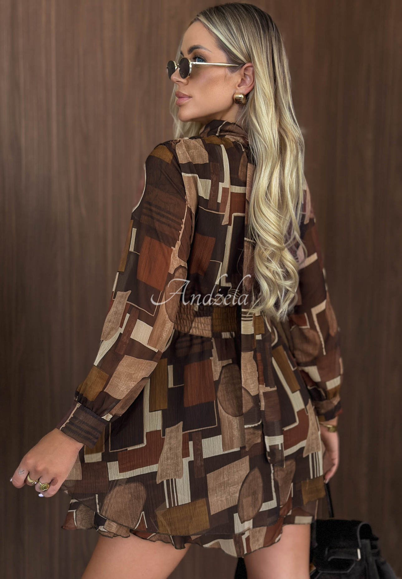 Gemustertes Minikleid October Dream Schokoladenbraun