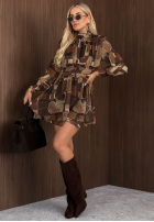 Wzorzysta Kleid mini October Dream Schokoladenbraun