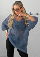 Długi moherowy Pullover z paskiem Sweet Comfort Burgunderrot