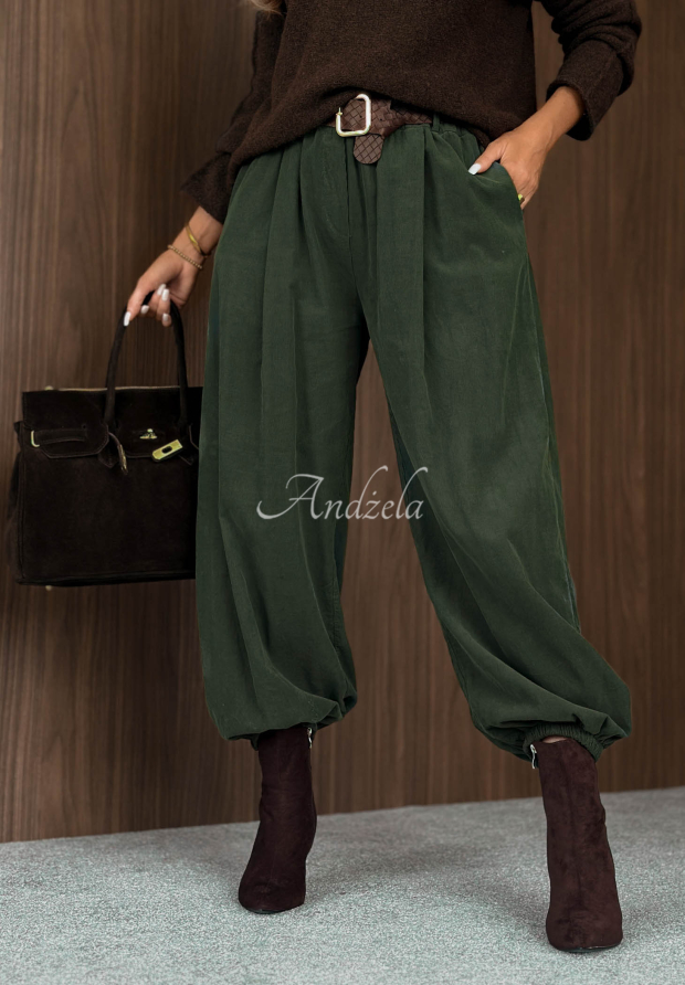 Jogginghose aus Baumwoll-Cord mit G&uuml;rtel Simple Edit Khaki