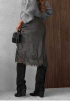 Rock maxi z koronką Subtle Lace Schokoladenbraun