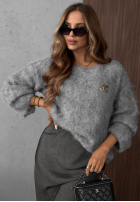Miękki Pullover z szerokim dekoltem Pretty Softness Grau