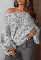 Miękki Pullover w panterkę Fluffy Wild Grau