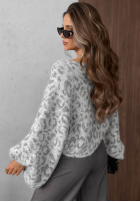 Miękki Pullover w panterkę Fluffy Wild Grau