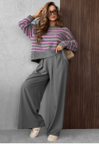 Miękki Pullover w paski Sweet Cold burgundowo-Rosa