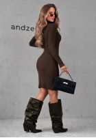 Dopasowana prążkowana Kleid midi The Good One Schokoladenbraun
