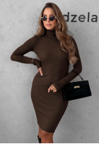 Dopasowana prążkowana Kleid midi The Good One Schokoladenbraun
