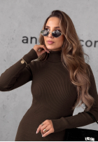 Dopasowana prążkowana Kleid midi The Good One Schokoladenbraun