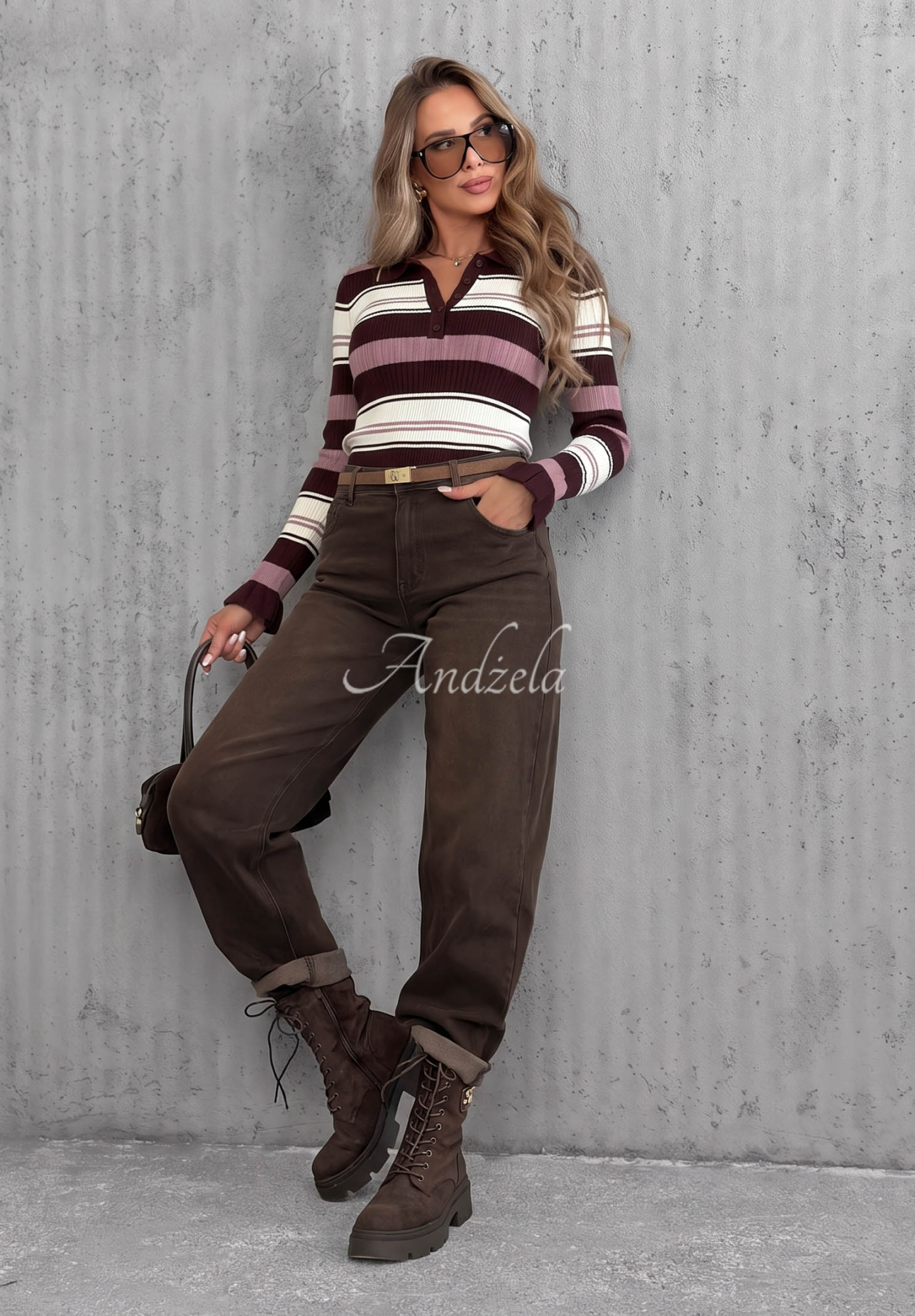 Gestreifte Longsleeve-Bluse mit Viskoseanteil Little Darling Weiß-Beerenfarben