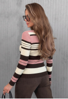 Prążkowana Bluse z kołnierzykiem w paski Cozy Moments Khaki