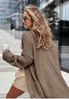 Lange oversized Strickjacke mit Taschen Marbelio Burgunderrot