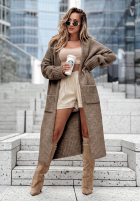 Lange oversized Strickjacke mit Taschen Marbelio Burgunderrot