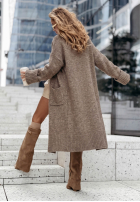 Lange oversized Strickjacke mit Taschen Marbelio Burgunderrot