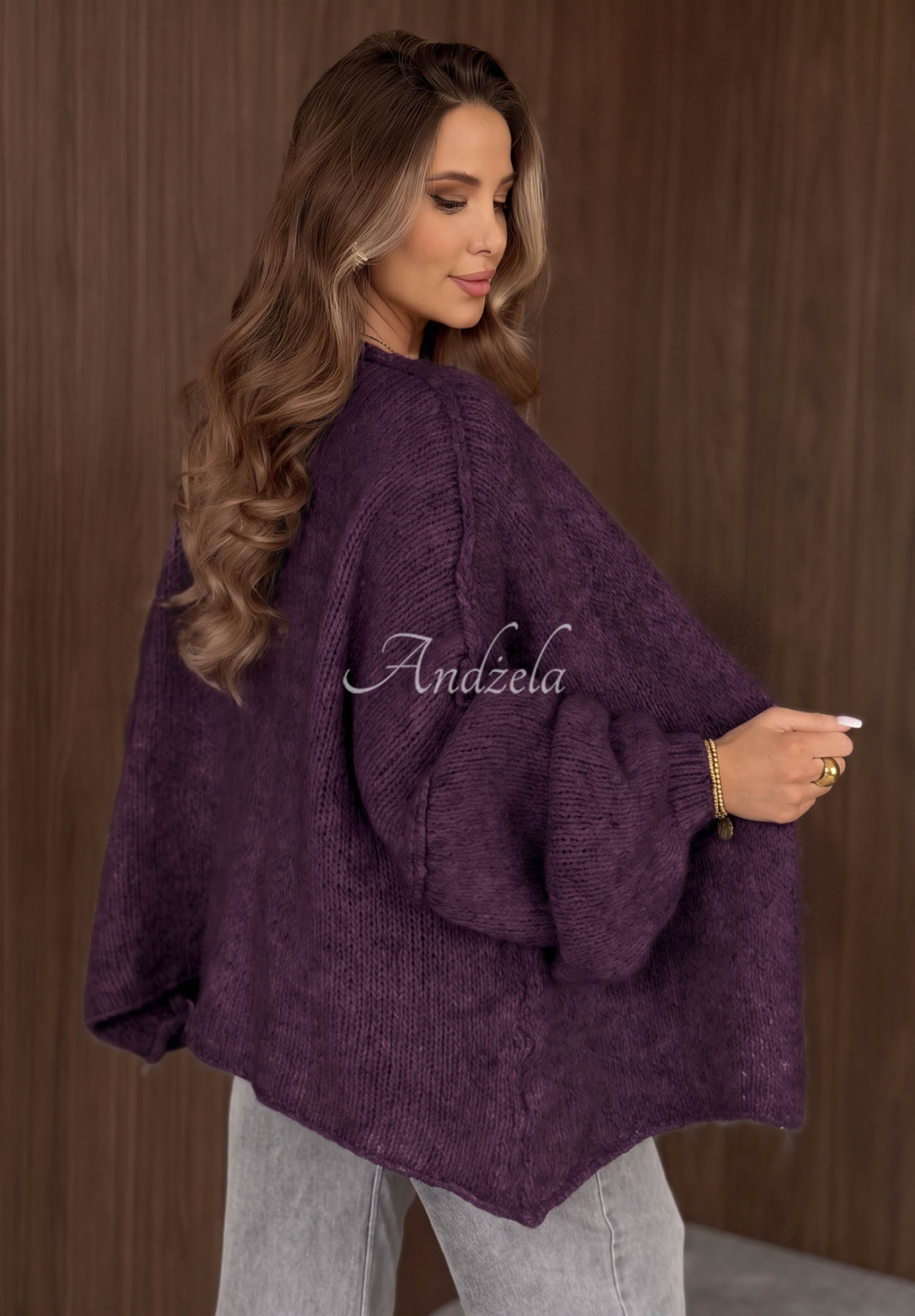 Oversize Cardigan Be Gentle And Kind Beerenfarben