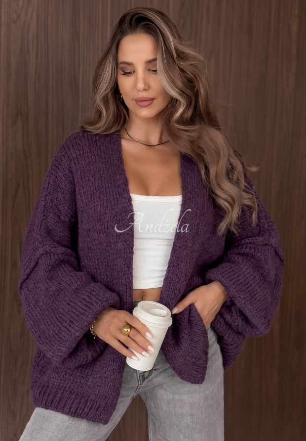 Oversize Cardigan Be Gentle And Kind Beerenfarben