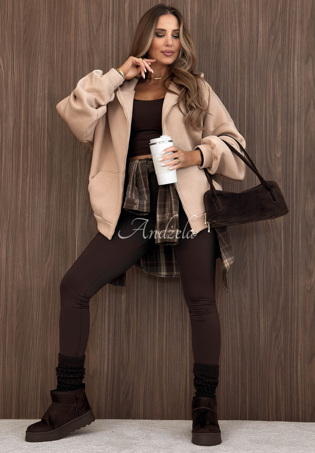Oversize Sweatshirt mit Kapuze Don't Tell Beige