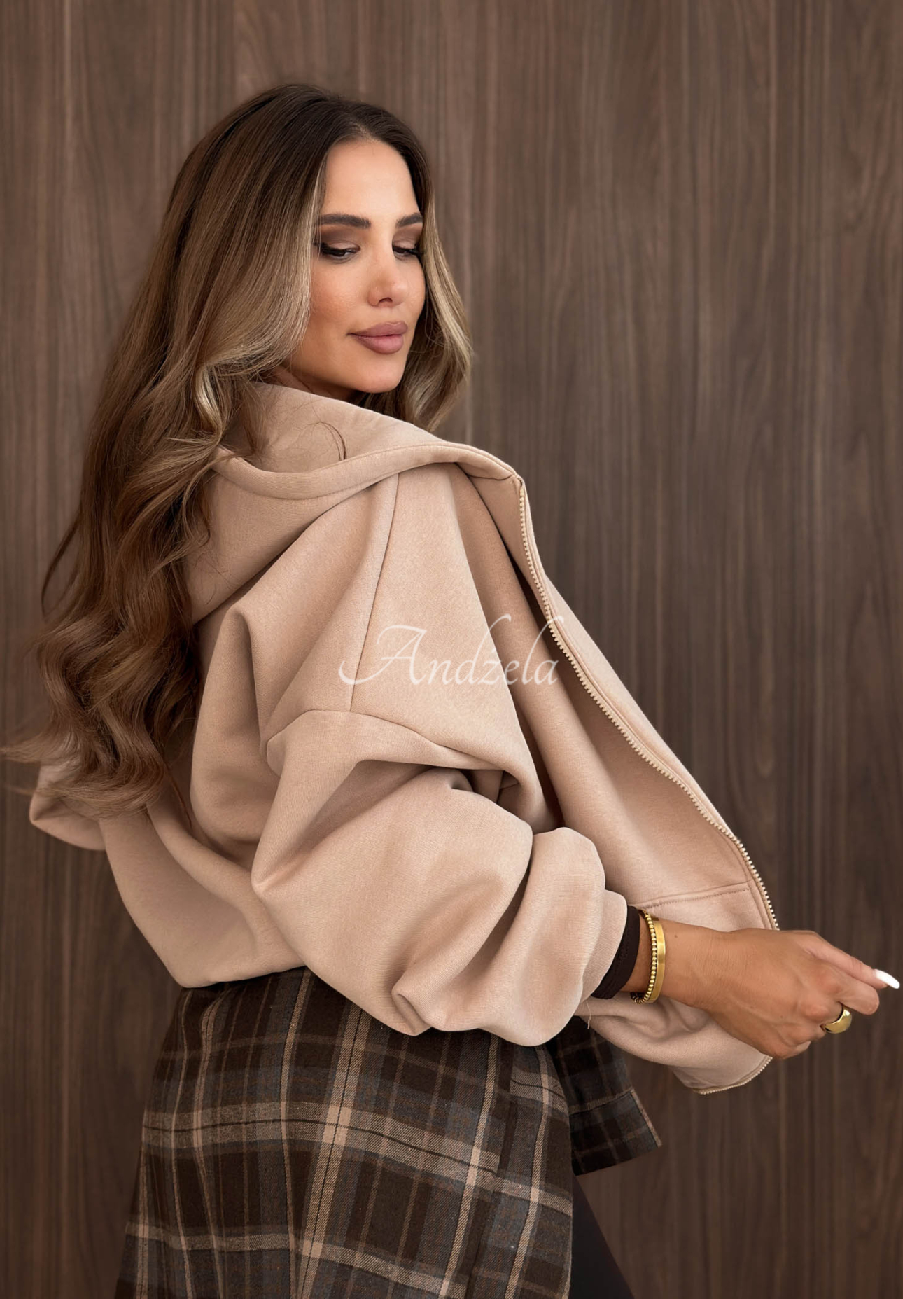 Oversize Sweatshirt mit Kapuze Don't Tell Beige