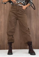 Hose Jeans banana z paskiem Think Twice Schwarz