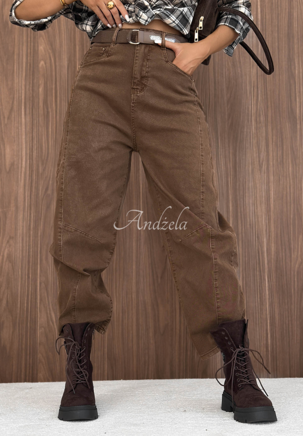Bananenjeans mit G&uuml;rtel Dune Denim dunkelcamel