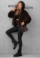 Krótka Jacke futerko z kapturem Fluffy Babe Beige