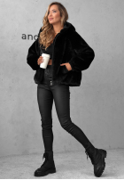 Krótka Jacke futerko z kapturem Fluffy Babe Beige
