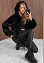 Krótka Jacke futerko z kapturem Fluffy Babe Beige
