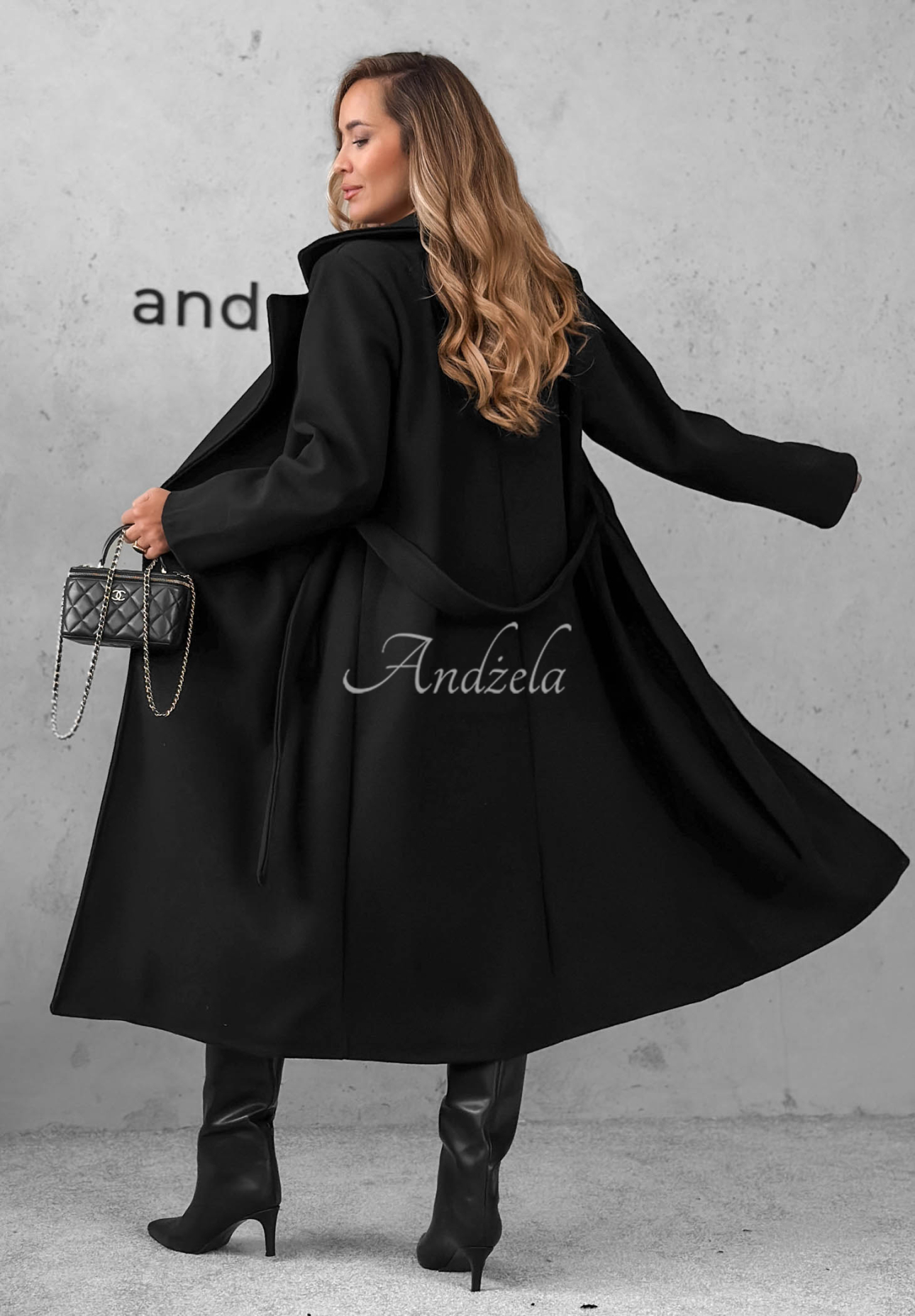 Zweireihiger Mantel mit Gürtel Autumn Fairytale Schwarz