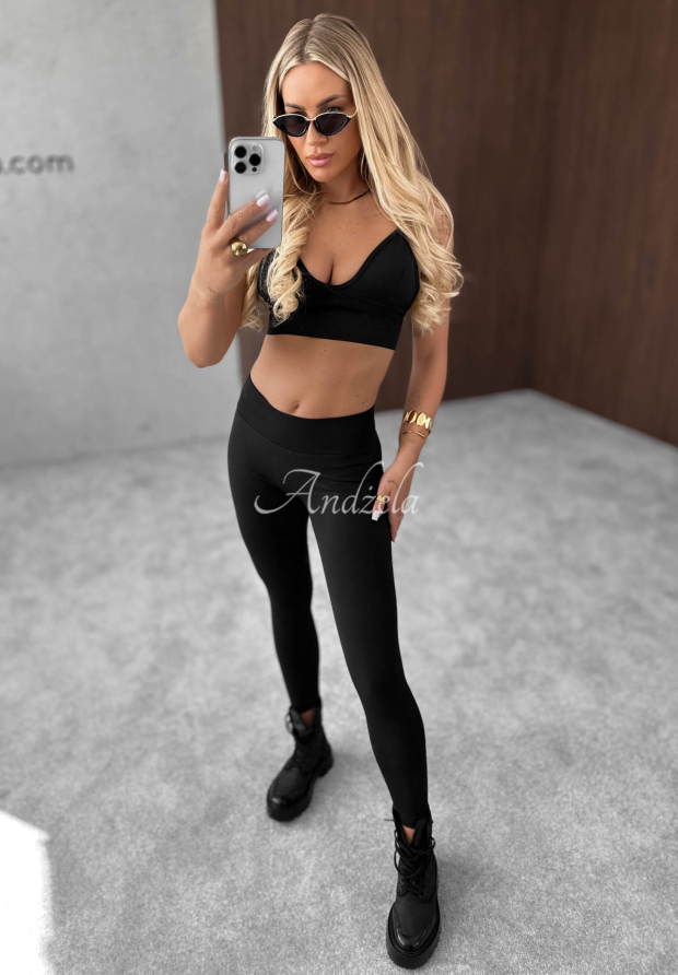 Set: kurzes Top und figurbetonte Leggings Good Company Schwarz