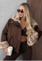 Jacke parka z futerkiem Frozen Kiss Schokoladenbraun