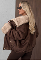 Jacke parka z futerkiem Frozen Kiss Schokoladenbraun
