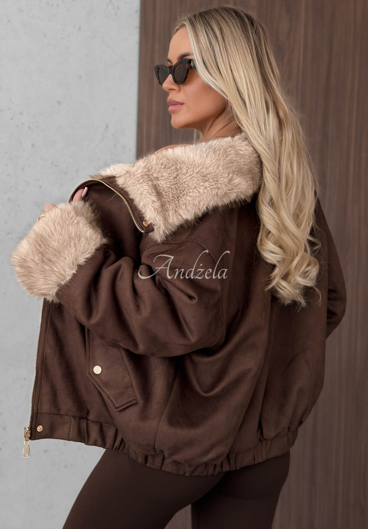 Wendbare Jacke mit Fellimitat Frozen Kiss Schokoladenbraun